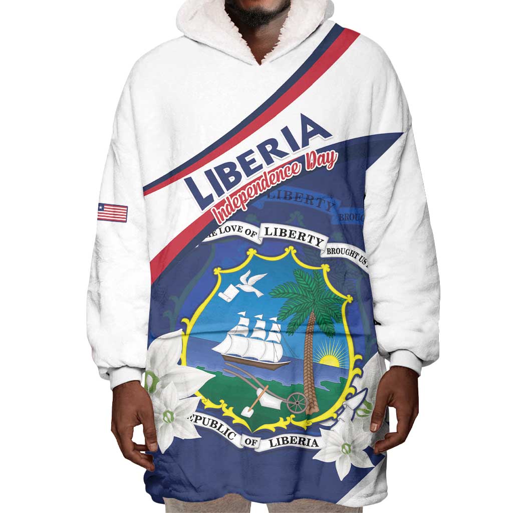 Personalized Happy Liberia Independence Day Wearable Blanket Hoodie LT15