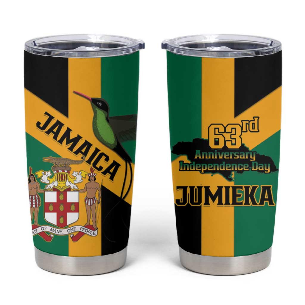 Happy Jumieka Independence Day Tumbler Cup Coat Of Arms Flag Style LT15