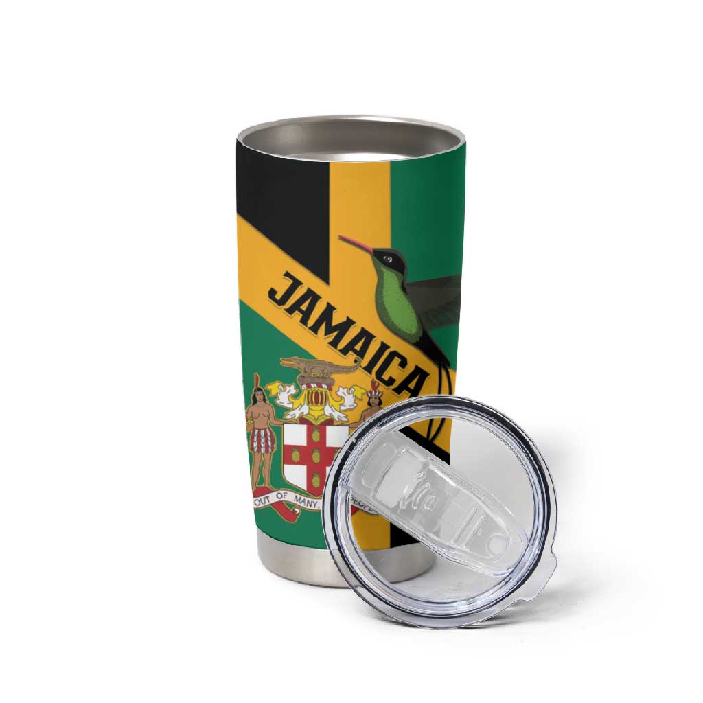 Happy Jumieka Independence Day Tumbler Cup Coat Of Arms Flag Style LT15