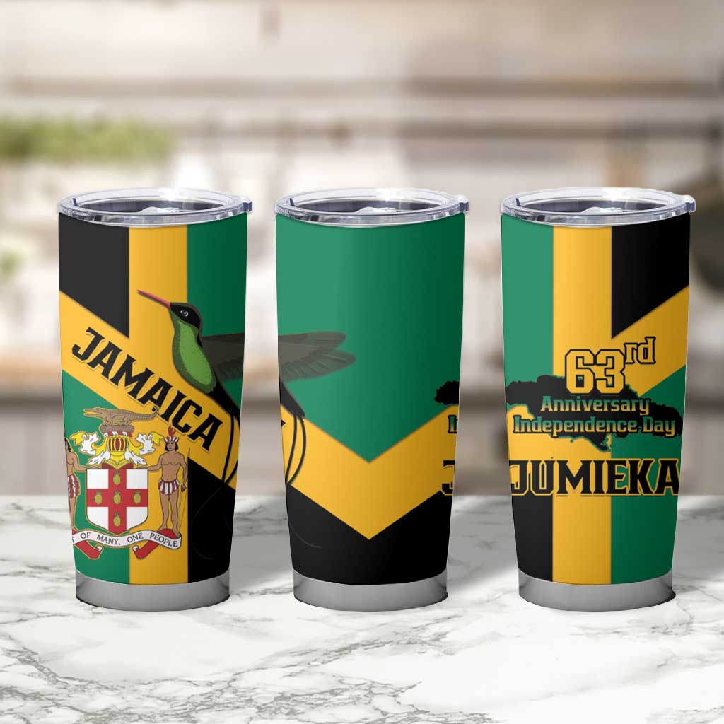 Happy Jumieka Independence Day Tumbler Cup Coat Of Arms Flag Style LT15