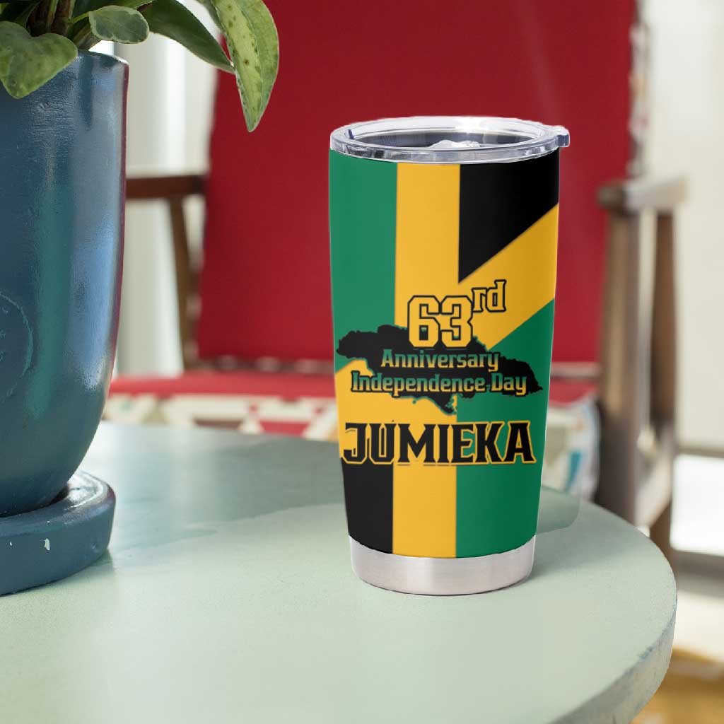 Happy Jumieka Independence Day Tumbler Cup Coat Of Arms Flag Style LT15