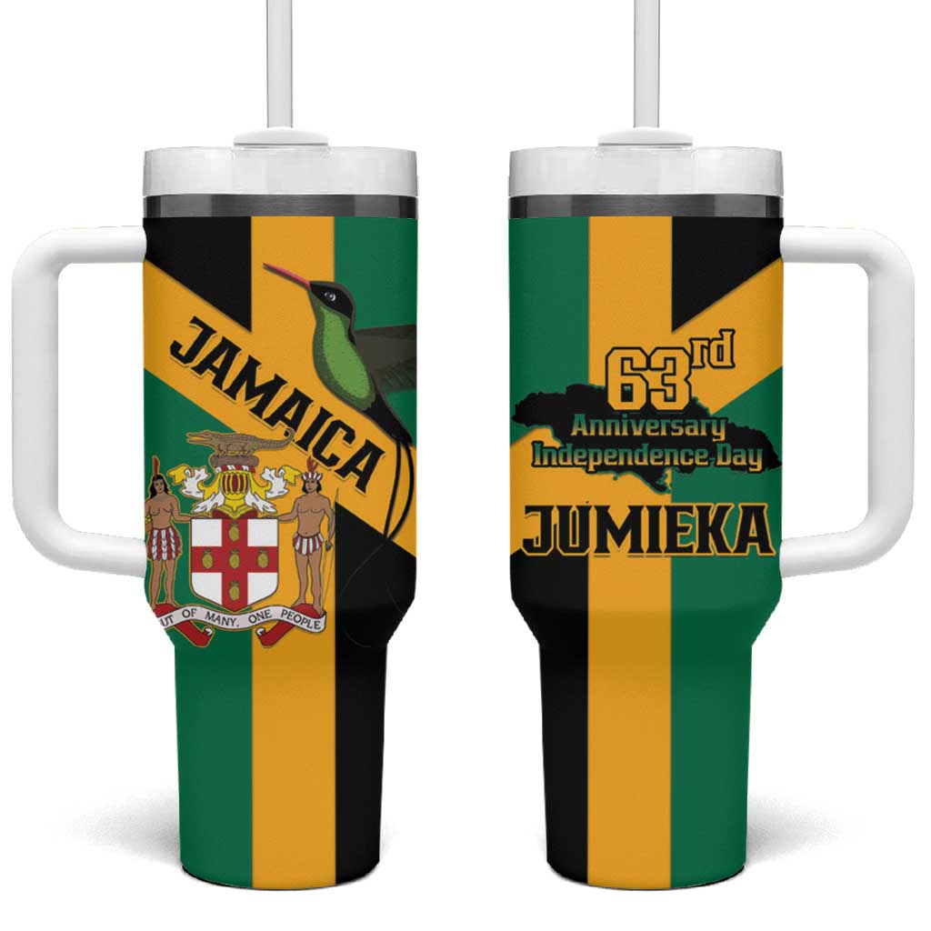 Happy Jumieka Independence Day Tumbler With Handle Coat Of Arms Flag Style LT15