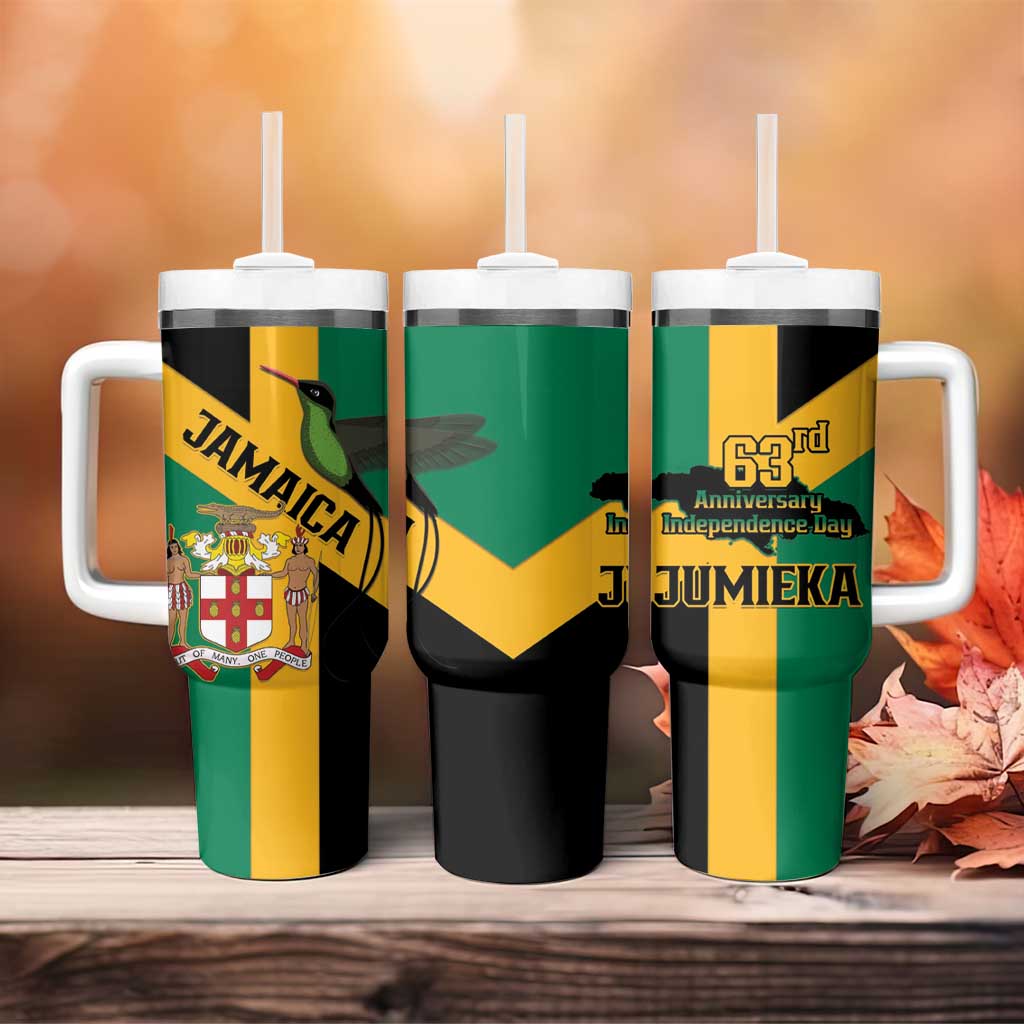 Happy Jumieka Independence Day Tumbler With Handle Coat Of Arms Flag Style LT15