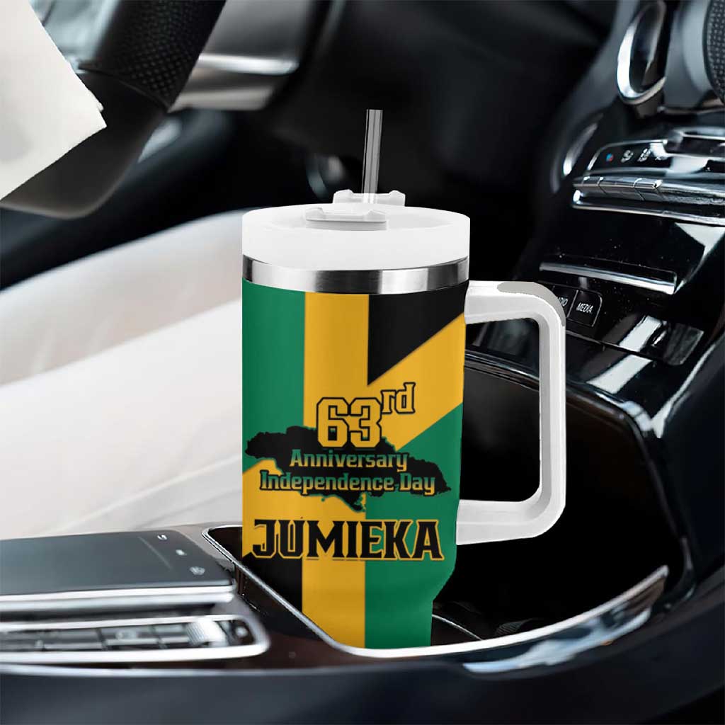 Happy Jumieka Independence Day Tumbler With Handle Coat Of Arms Flag Style LT15