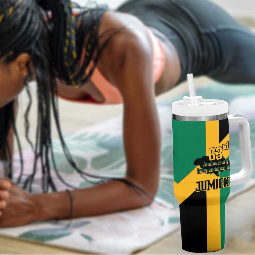 Happy Jumieka Independence Day Tumbler With Handle Coat Of Arms Flag Style LT15