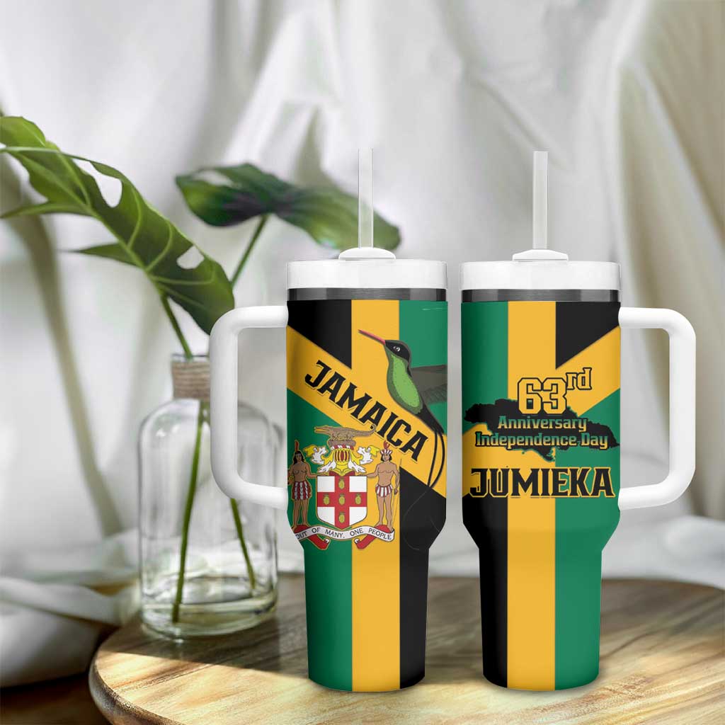 Happy Jumieka Independence Day Tumbler With Handle Coat Of Arms Flag Style LT15