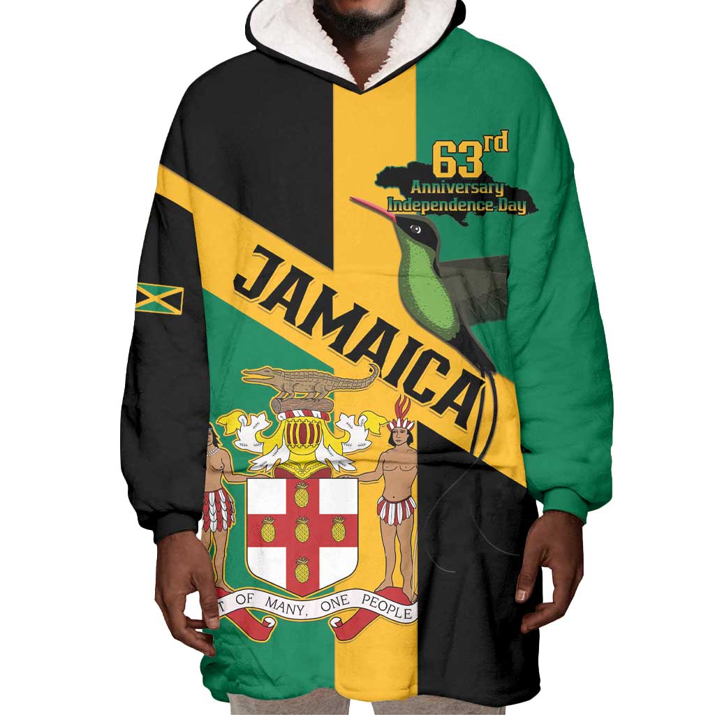 Happy Jumieka Independence Day Wearable Blanket Hoodie Coat Of Arms Flag Style LT15