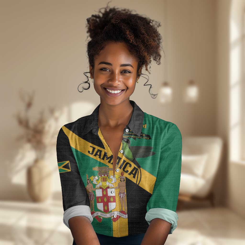 Happy Jumieka Independence Day Women Casual Shirt Coat Of Arms Flag Style LT15