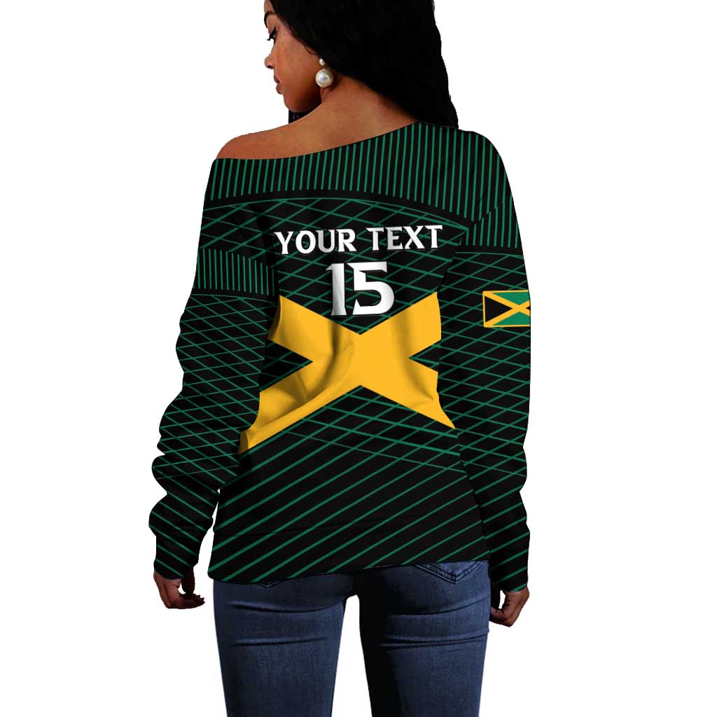 Jamaica Rugby Custom Off Shoulder Sweater Go Champions LT15