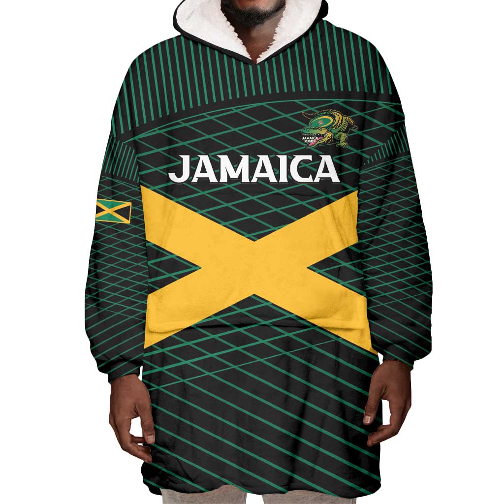 Jamaica Rugby Custom Wearable Blanket Hoodie Go Champions LT15