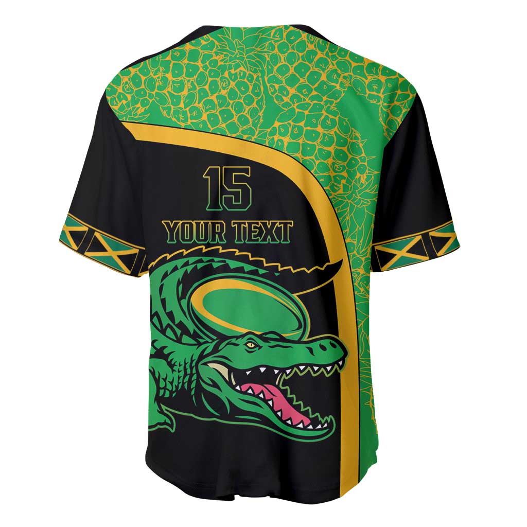 Jamaica Rugby Custom Baseball Jersey Go Champions - Pineapple Pattern LT15