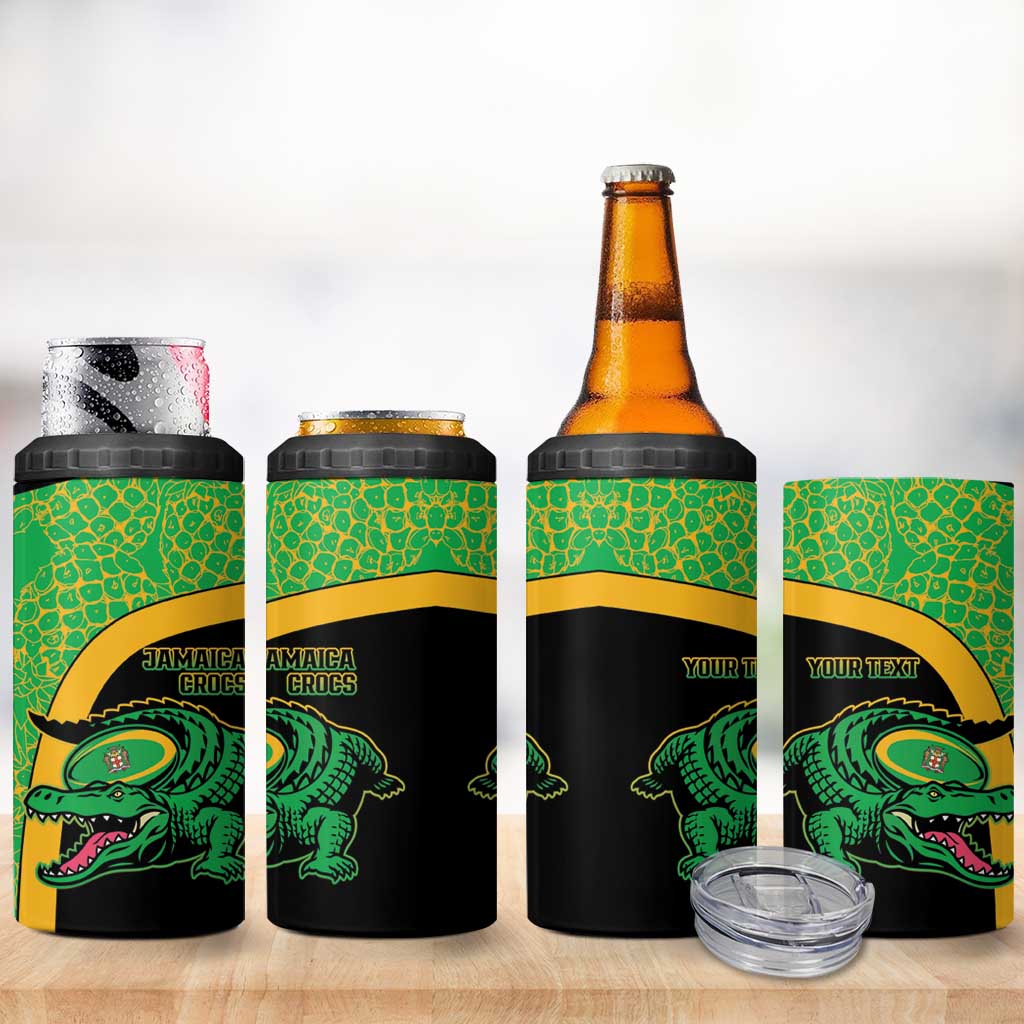 Jamaica Rugby Custom 4 in 1 Can Cooler Tumbler Go Champions - Pineapple Pattern LT15