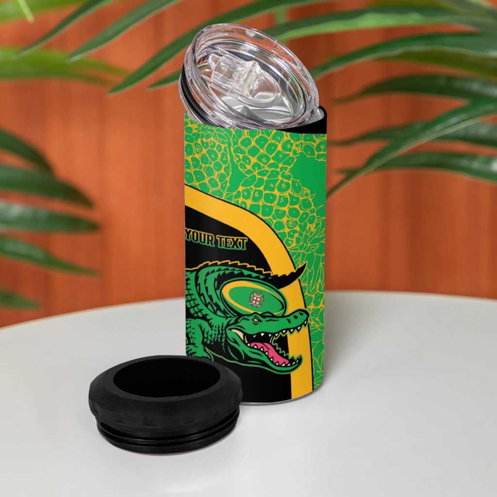Jamaica Rugby Custom 4 in 1 Can Cooler Tumbler Go Champions - Pineapple Pattern LT15