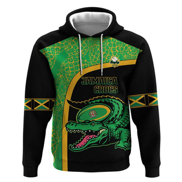 Jamaica Rugby Custom Hoodie Go Jamaica Crocs - Pineapple Pattern LT15