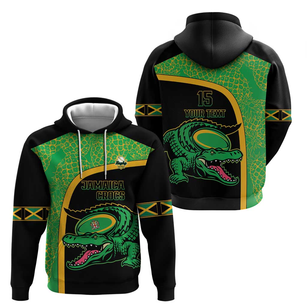 Jamaica Rugby Custom Hoodie Go Jamaica Crocs - Pineapple Pattern LT15