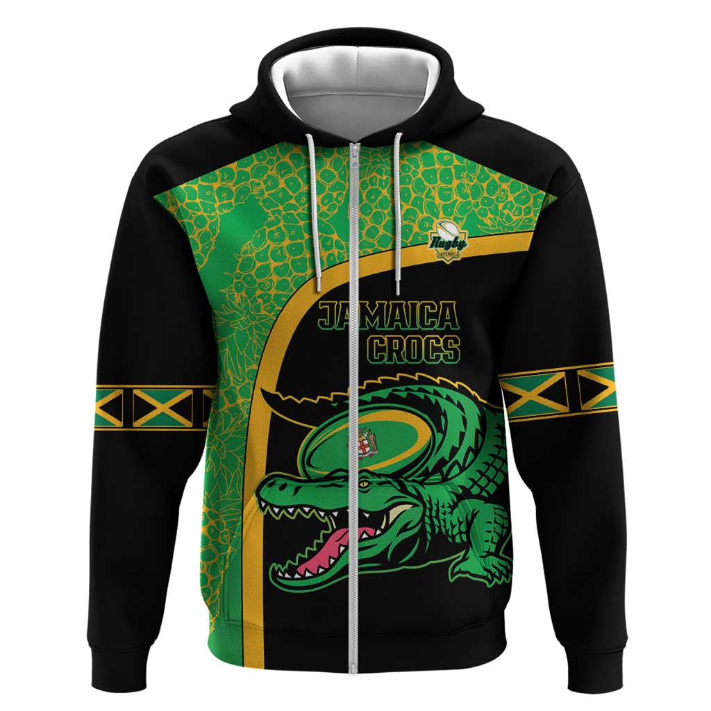 Jamaica Rugby Custom Hoodie Go Jamaica Crocs - Pineapple Pattern LT15