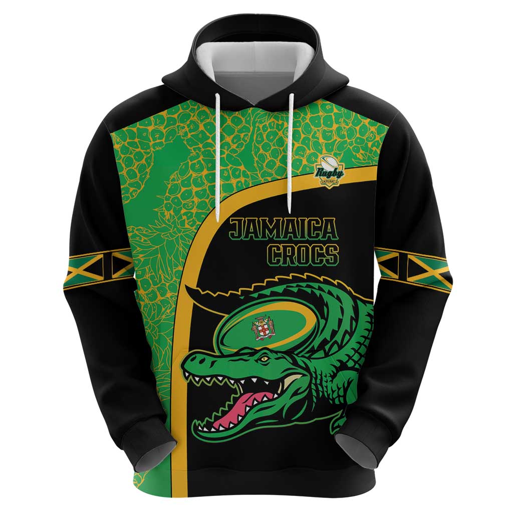 Jamaica Rugby Custom Hoodie Go Jamaica Crocs - Pineapple Pattern LT15