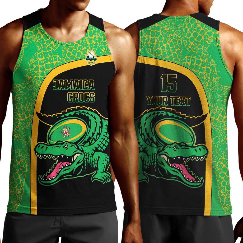 Jamaica Rugby Custom Men Tank Top Go Champions - Pineapple Pattern LT15