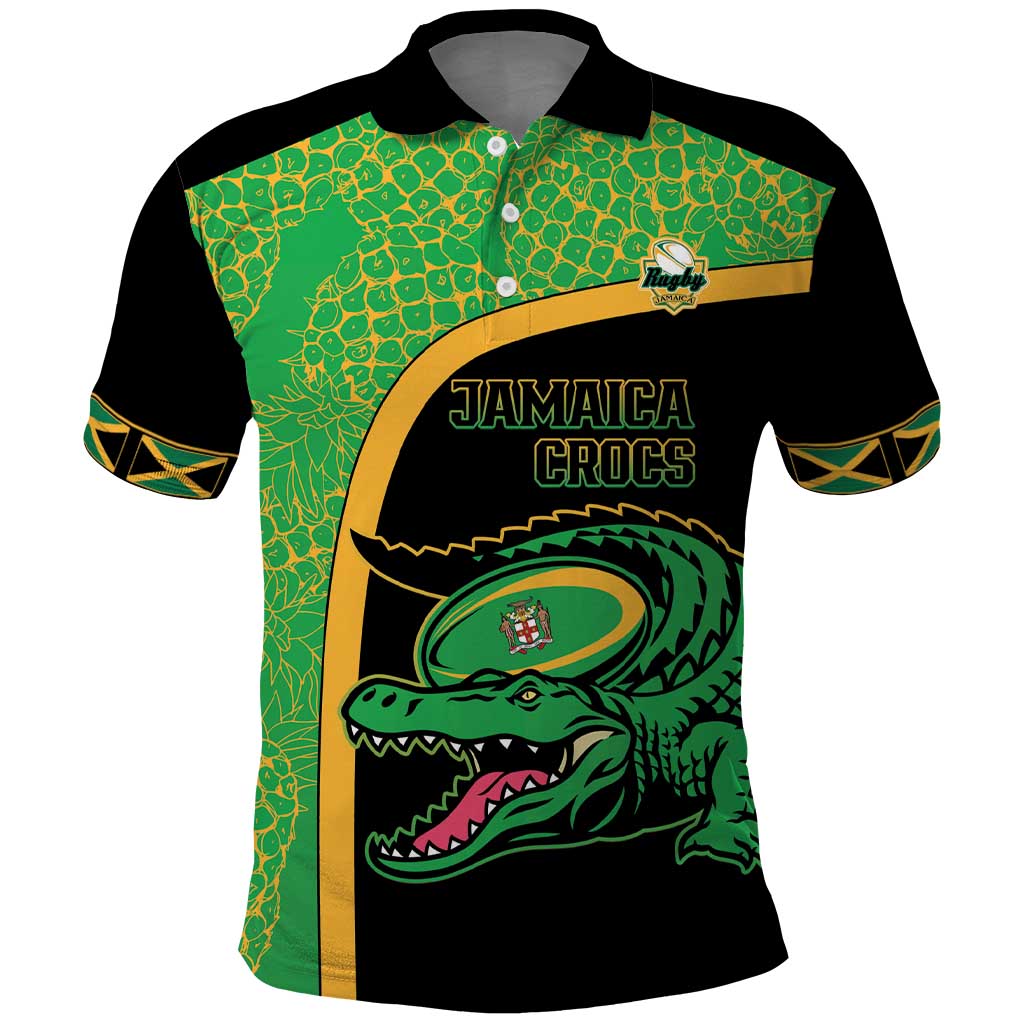 Jamaica Rugby Custom Polo Shirt Go Jamaica Crocs - Pineapple Pattern LT15