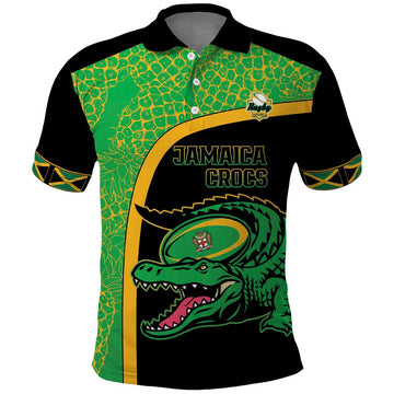 Jamaica Rugby Custom Polo Shirt Go Jamaica Crocs - Pineapple Pattern LT15