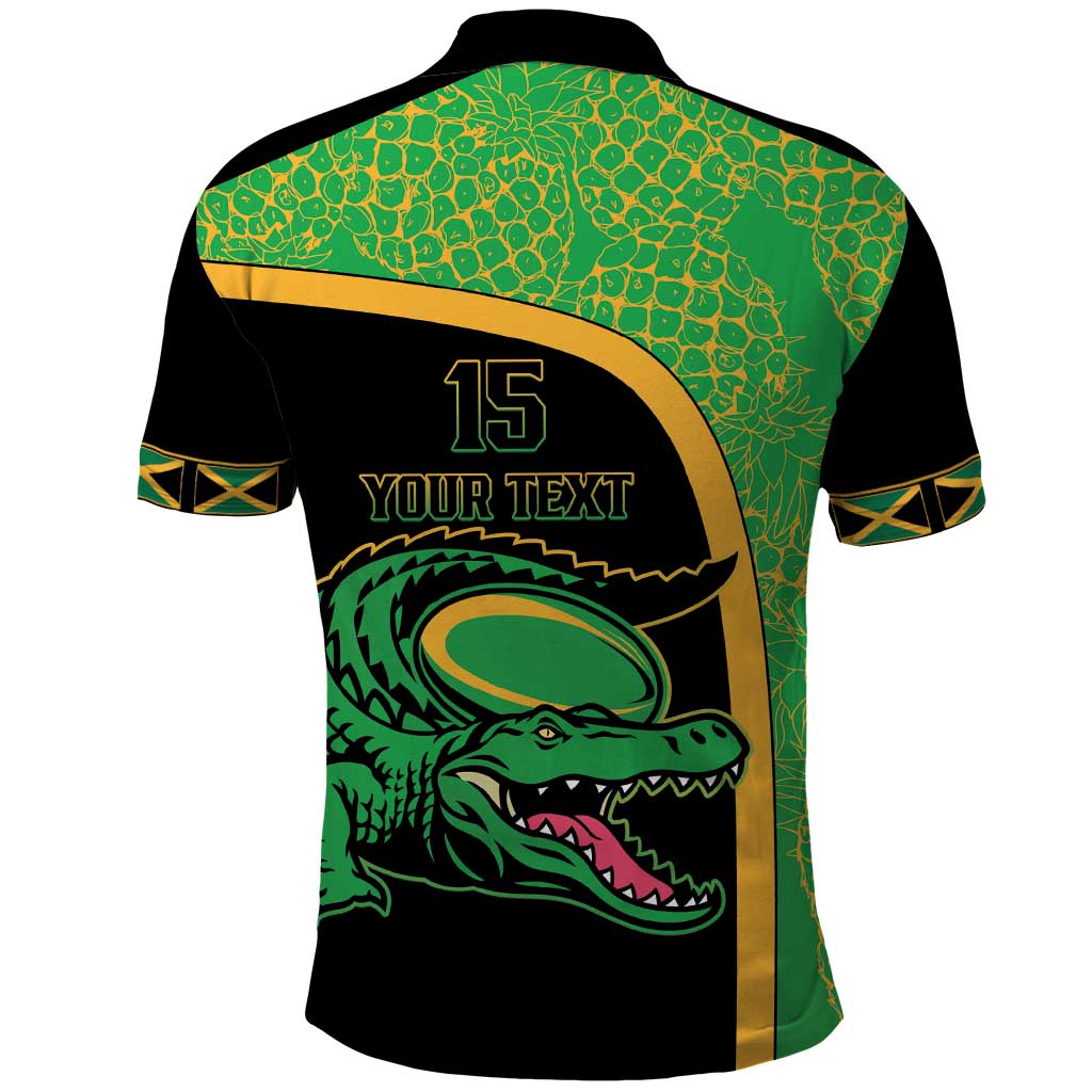Jamaica Rugby Custom Polo Shirt Go Jamaica Crocs - Pineapple Pattern LT15