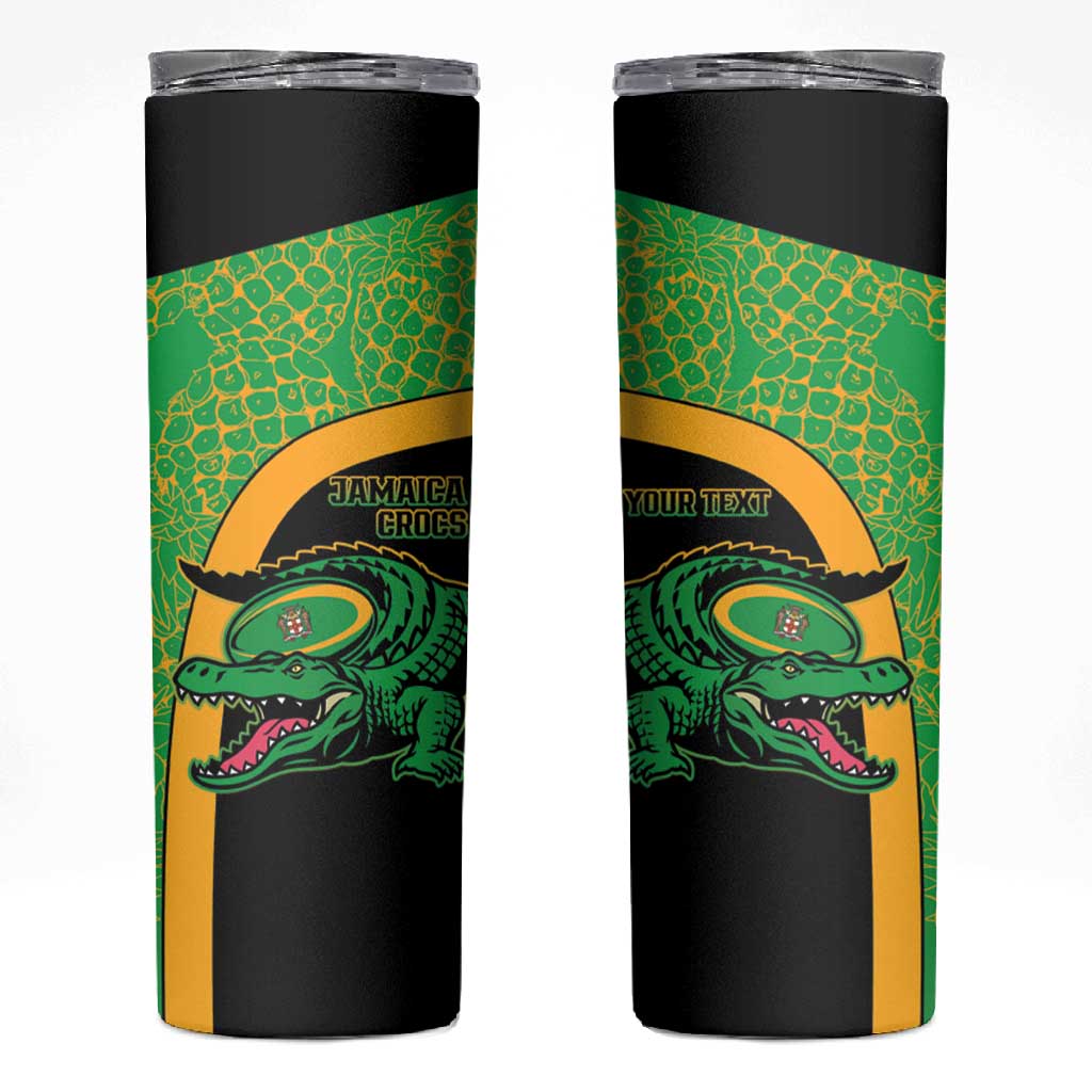 Jamaica Rugby Custom Skinny Tumbler Go Champions - Pineapple Pattern LT15