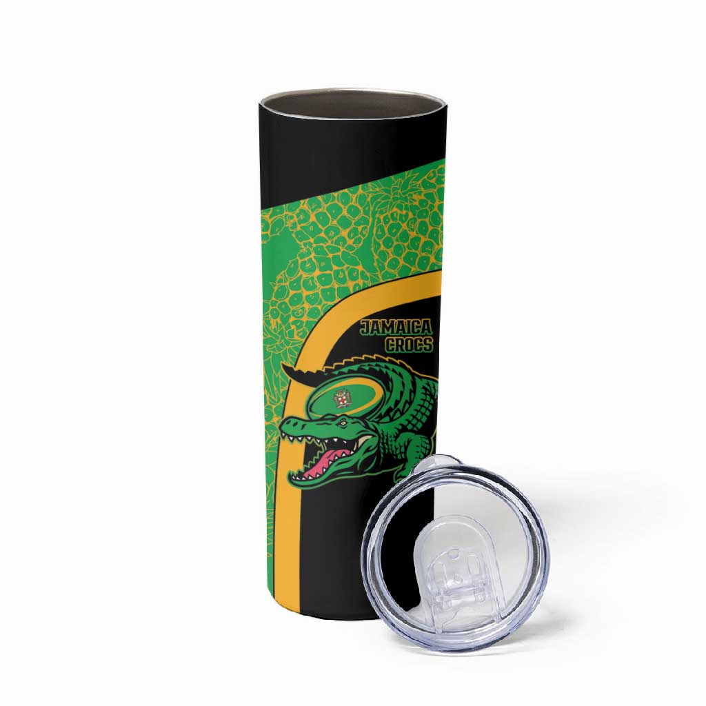 Jamaica Rugby Custom Skinny Tumbler Go Champions - Pineapple Pattern LT15
