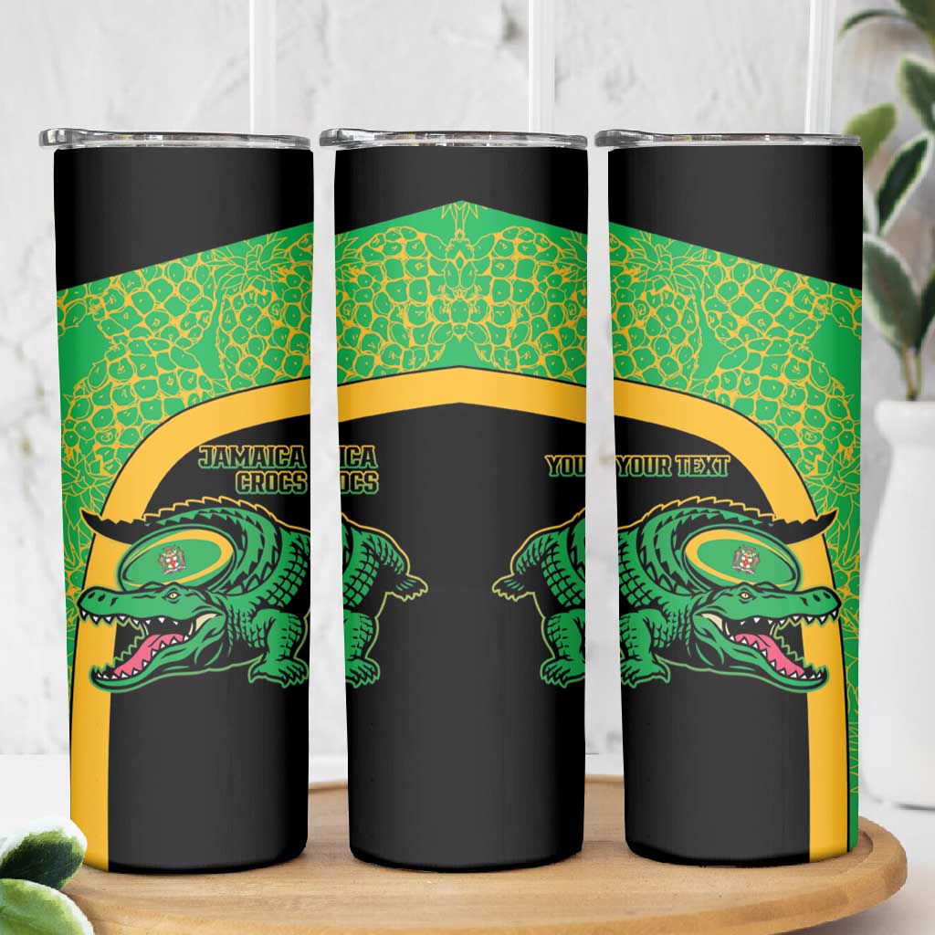 Jamaica Rugby Custom Skinny Tumbler Go Champions - Pineapple Pattern LT15