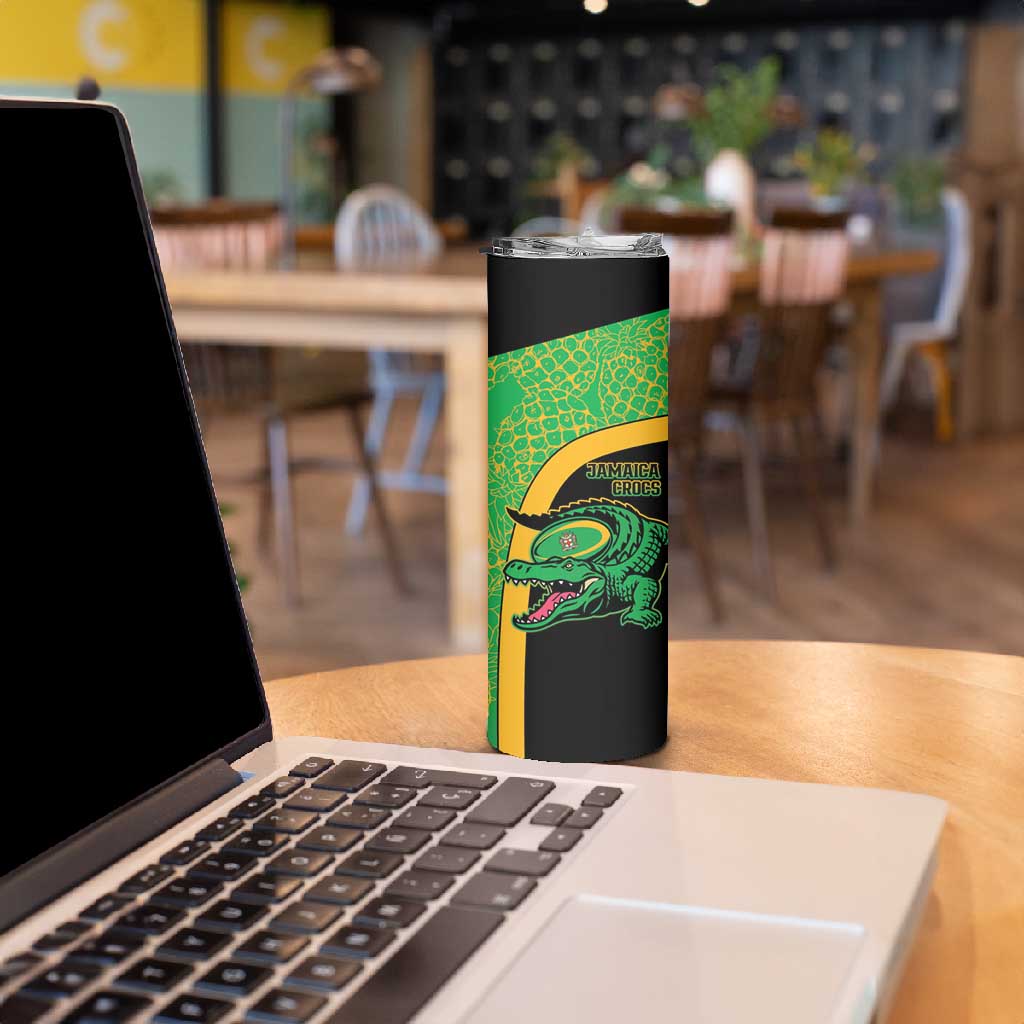 Jamaica Rugby Custom Skinny Tumbler Go Champions - Pineapple Pattern LT15