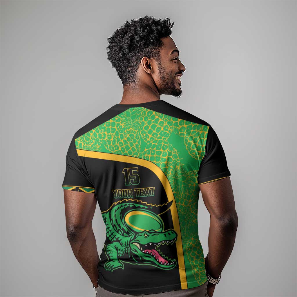 Jamaica Rugby Custom T shirt Go Champions - Pineapple Pattern LT15