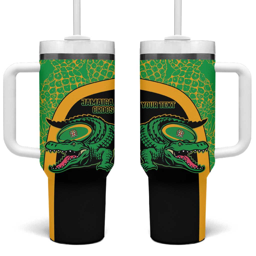 Jamaica Rugby Custom Tumbler With Handle Go Champions - Pineapple Pattern LT15