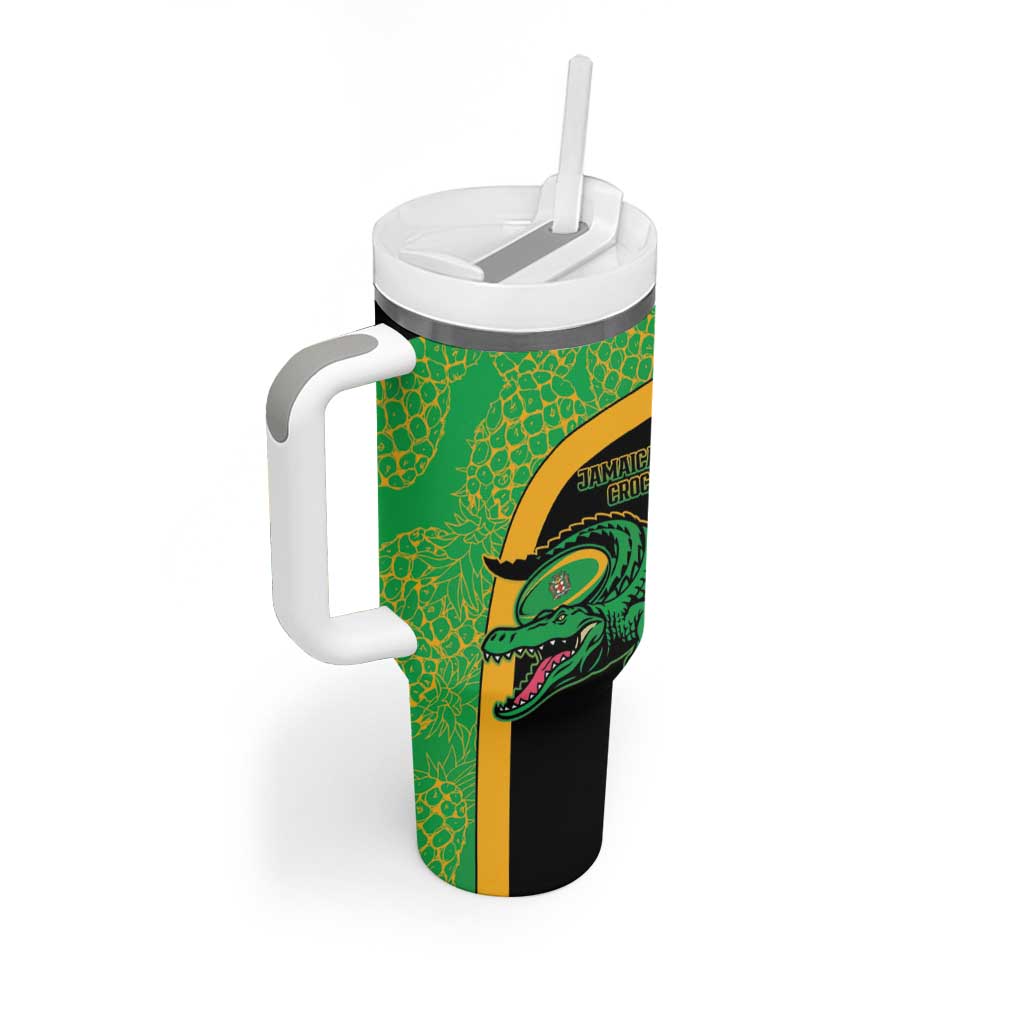 Jamaica Rugby Custom Tumbler With Handle Go Champions - Pineapple Pattern LT15