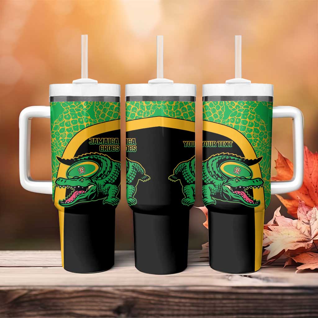 Jamaica Rugby Custom Tumbler With Handle Go Champions - Pineapple Pattern LT15