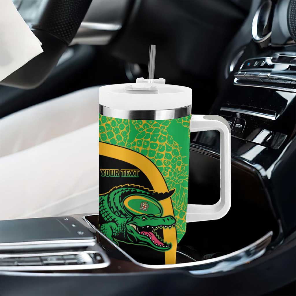 Jamaica Rugby Custom Tumbler With Handle Go Champions - Pineapple Pattern LT15