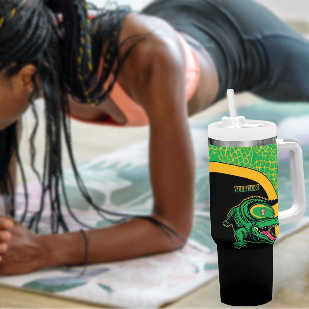 Jamaica Rugby Custom Tumbler With Handle Go Champions - Pineapple Pattern LT15
