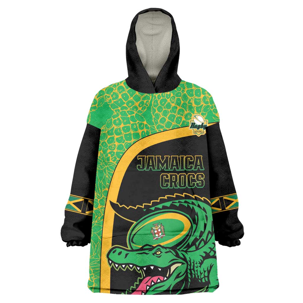 Jamaica Rugby Custom Wearable Blanket Hoodie Go Champions - Pineapple Pattern LT15