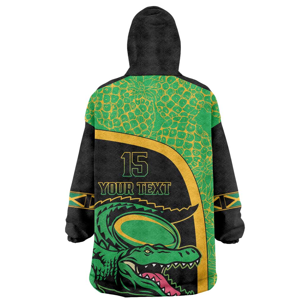 Jamaica Rugby Custom Wearable Blanket Hoodie Go Champions - Pineapple Pattern LT15