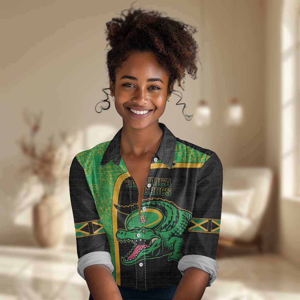 Jamaica Rugby Custom Women Casual Shirt Go Champions - Pineapple Pattern LT15