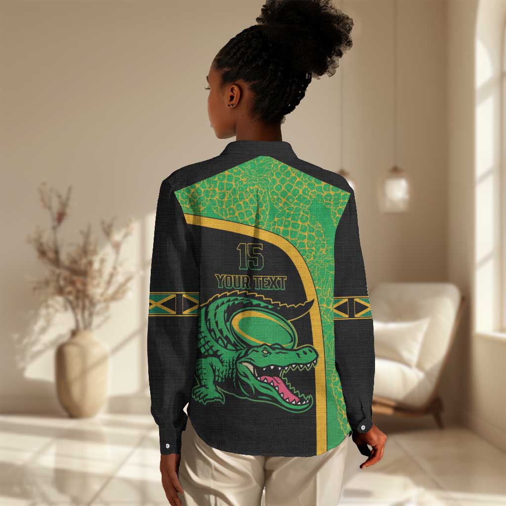 Jamaica Rugby Custom Women Casual Shirt Go Champions - Pineapple Pattern LT15