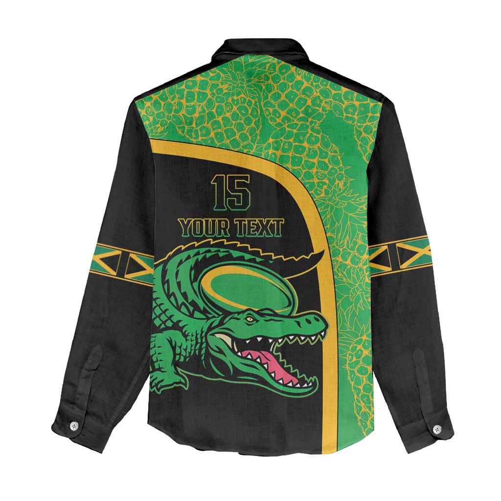 Jamaica Rugby Custom Women Casual Shirt Go Champions - Pineapple Pattern LT15