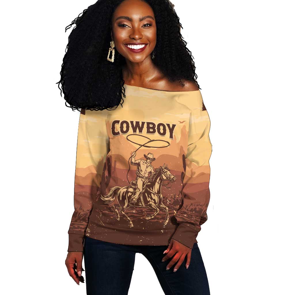Black Cowboy Take Me Away Off Shoulder Sweater LT15