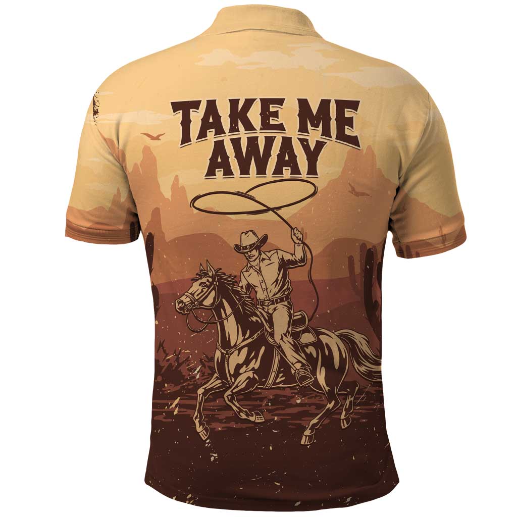 Black Cowboy Polo Shirt Take Me Away LT15