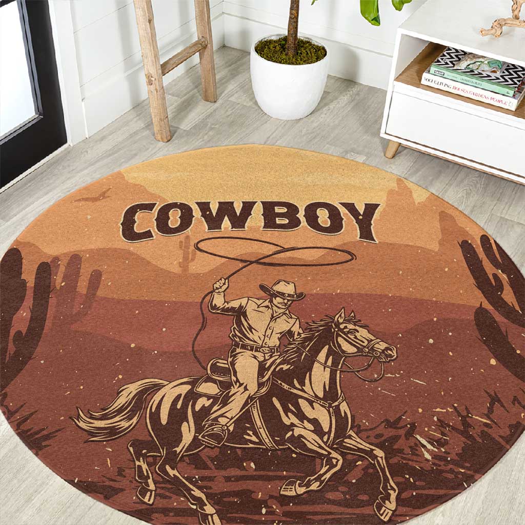 Black Cowboy Take Me Away Round Carpet LT15