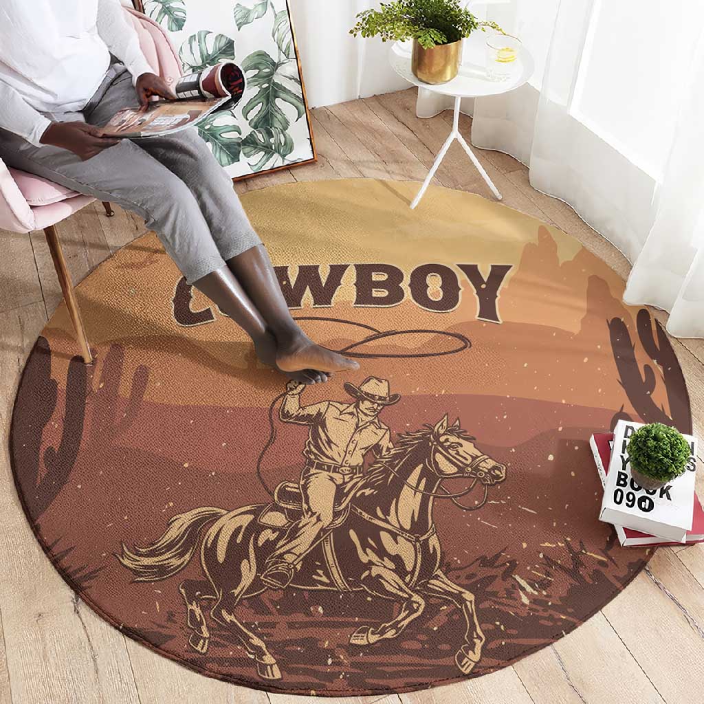 Black Cowboy Take Me Away Round Carpet LT15