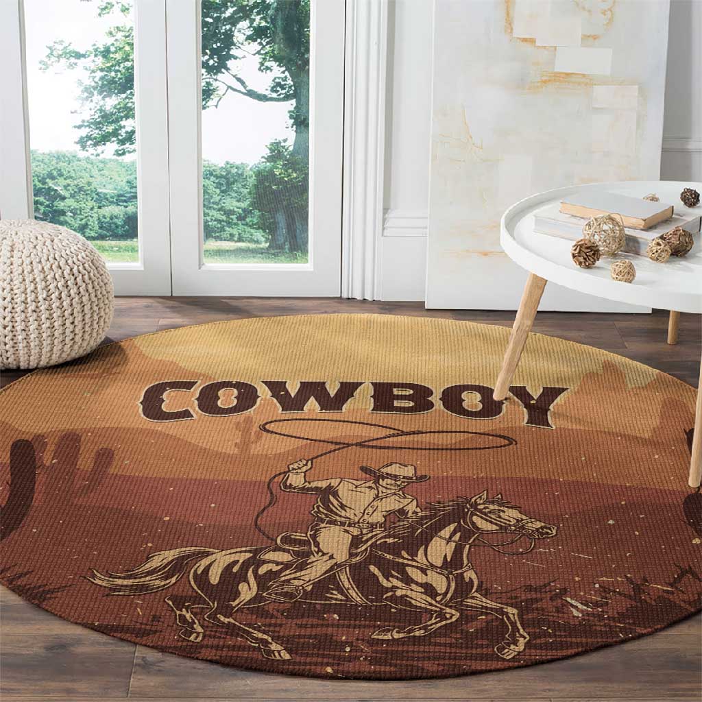 Black Cowboy Take Me Away Round Carpet LT15
