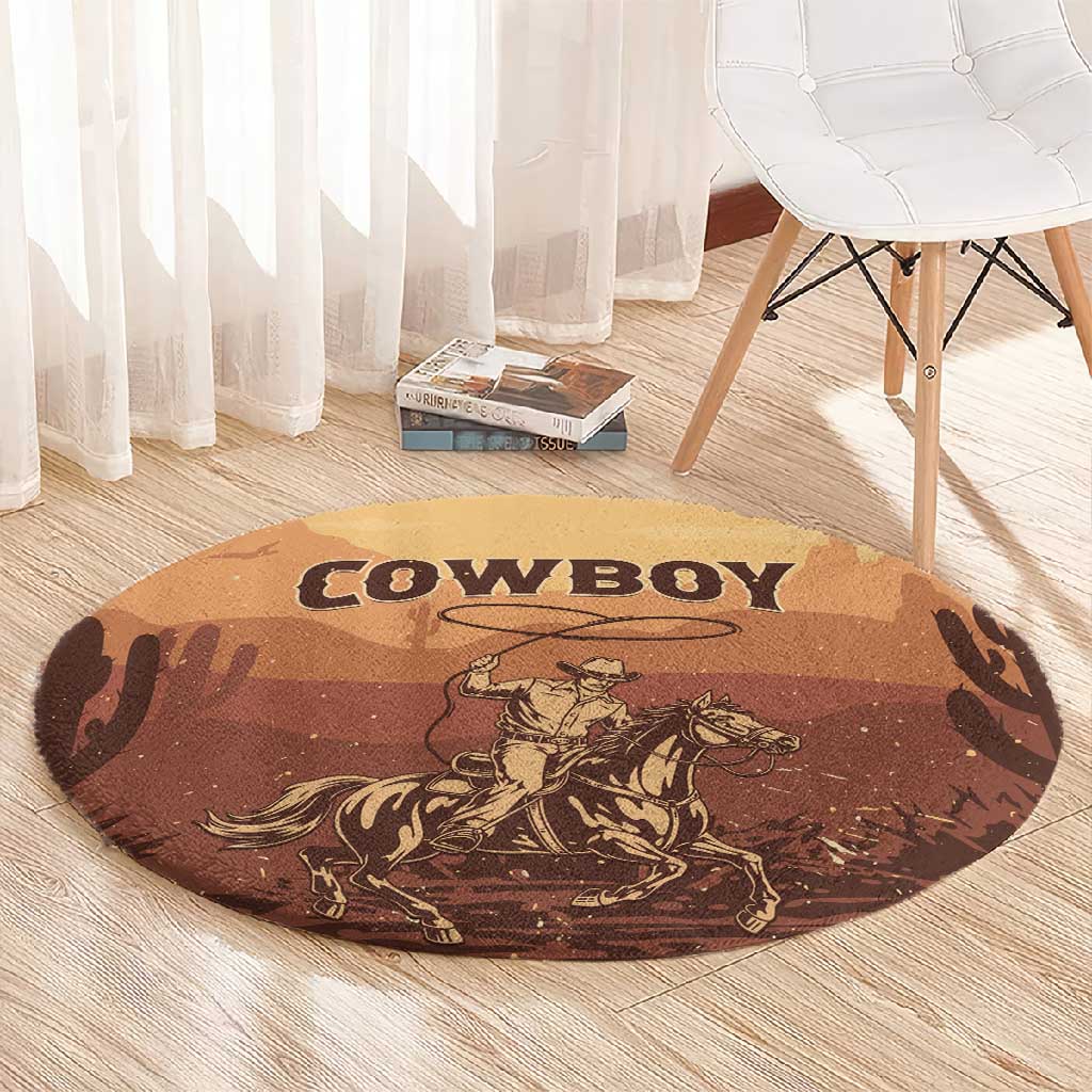 Black Cowboy Take Me Away Round Carpet LT15