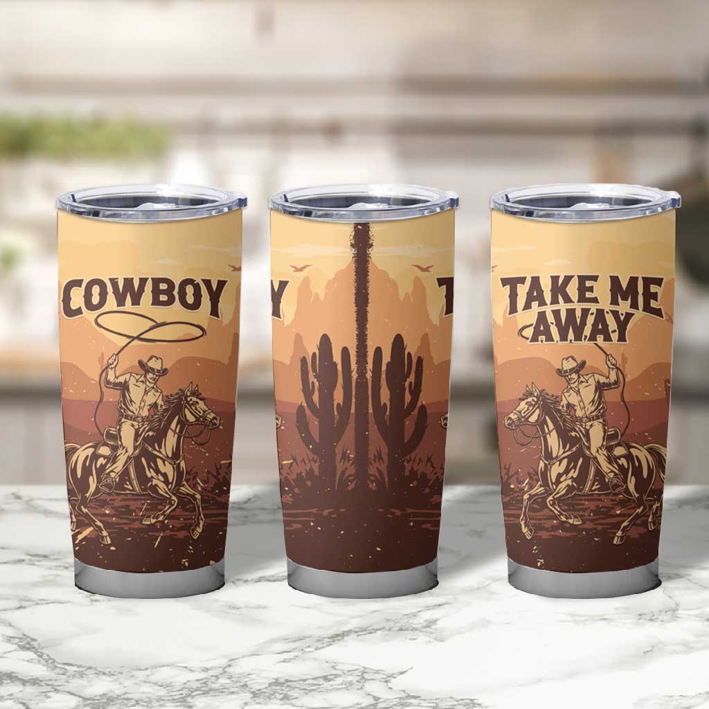 Black Cowboy Take Me Away Tumbler Cup LT15