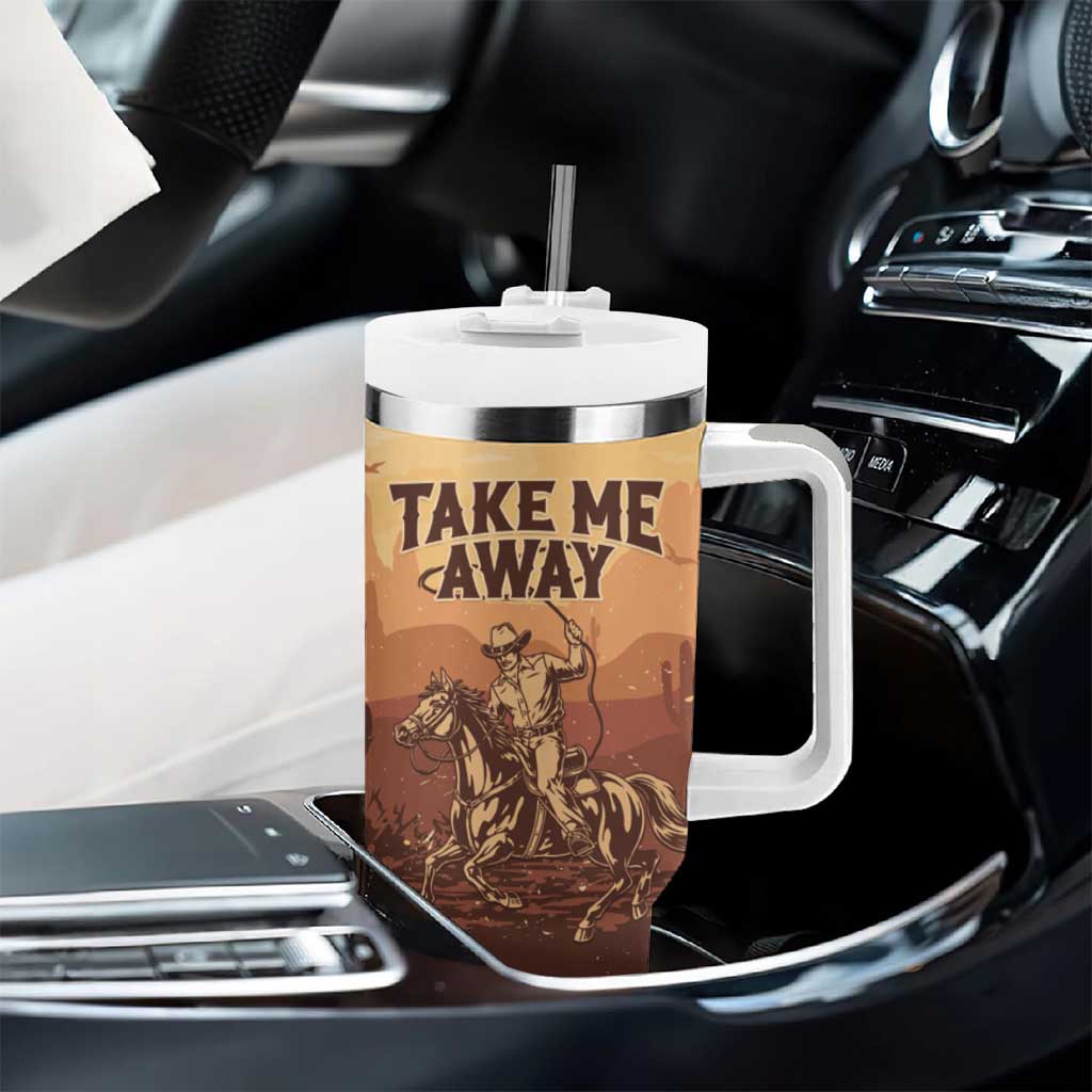 Black Cowboy Take Me Away Tumbler With Handle LT15