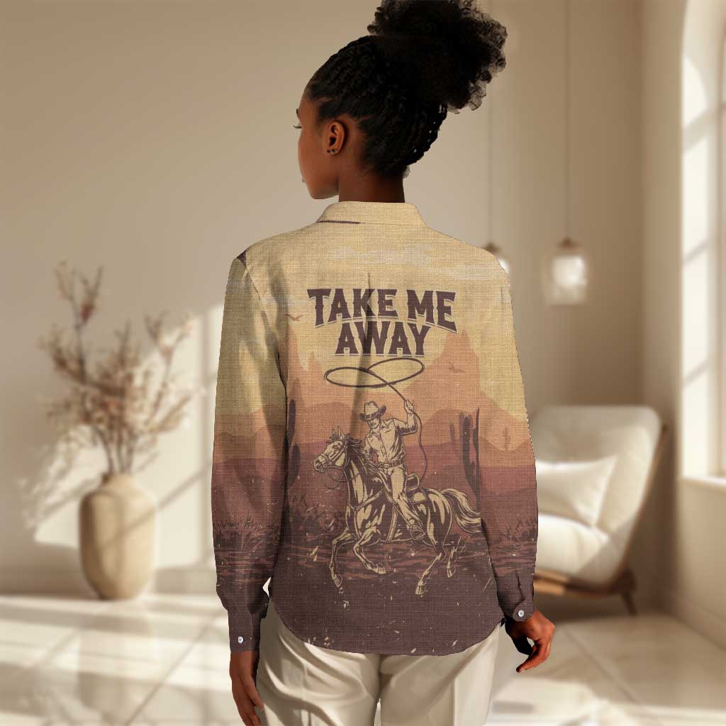 Black Cowboy Take Me Away Women Casual Shirt LT15