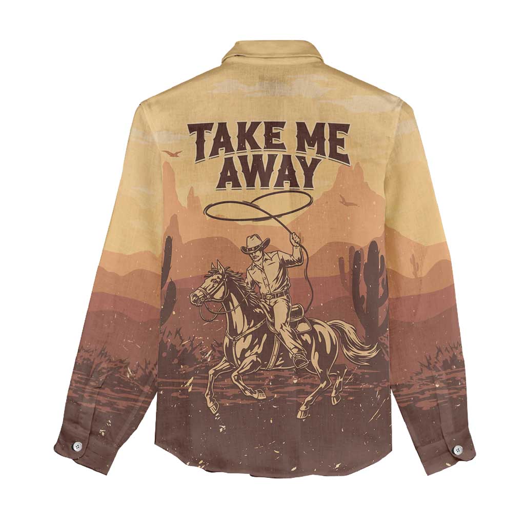 Black Cowboy Take Me Away Women Casual Shirt LT15